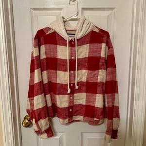 American Eagle Cropped Button Up Hoodie